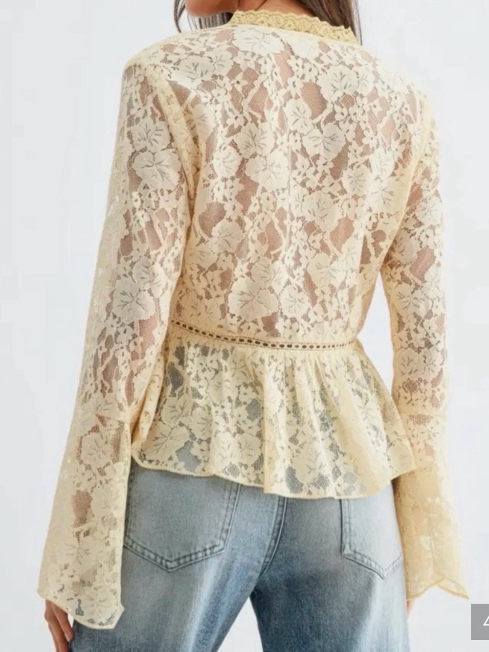 Camellia Cream Lace Peplum Blouse - Picture 8 of 8